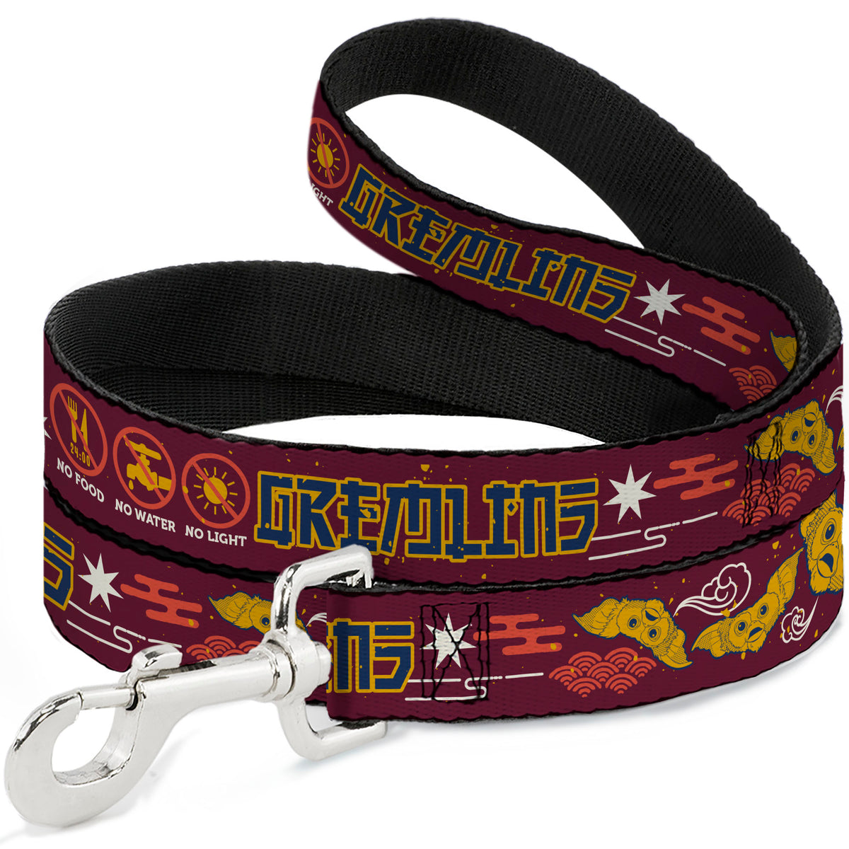 Dog Leash - GREMLINS Care Rules Anime Style Collage Burgundy/Multi Color Dog Leashes Gremlins