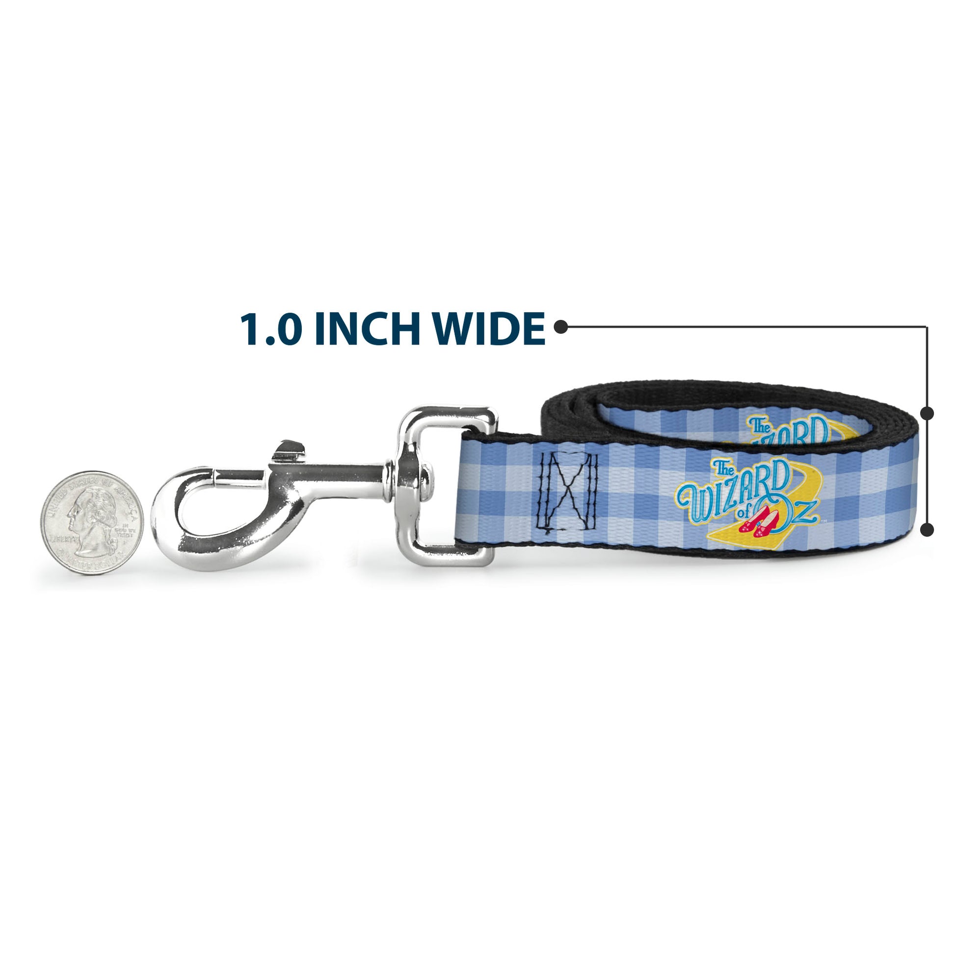 Dog Leash - THE WIZARD OF OZ Logo Gingham Checker Blues Dog Leashes The Wizard of Oz