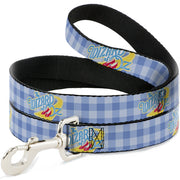 Dog Leash - THE WIZARD OF OZ Logo Gingham Checker Blues Dog Leashes The Wizard of Oz