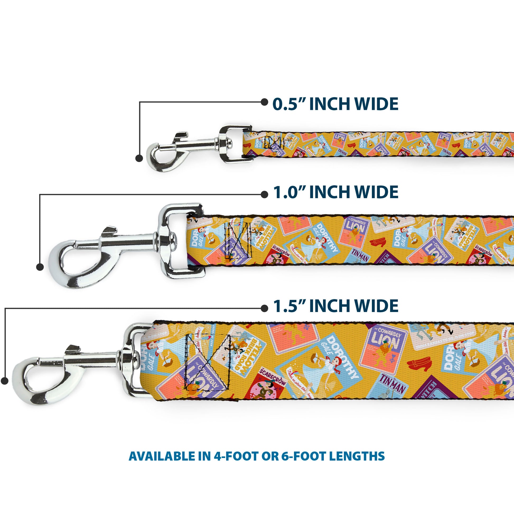 Dog Leash - The Wizard of Oz Characters Scenes and Icons Collage Yellow Dog Leashes The Wizard of Oz