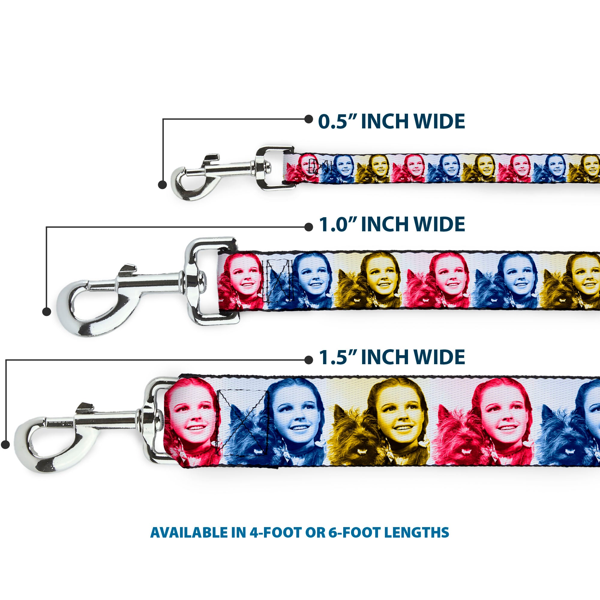 Dog Leash - The Wizard of Oz Dorothy and Toto Pose Blocks Blues/Yellows/Reds Dog Leashes The Wizard of Oz