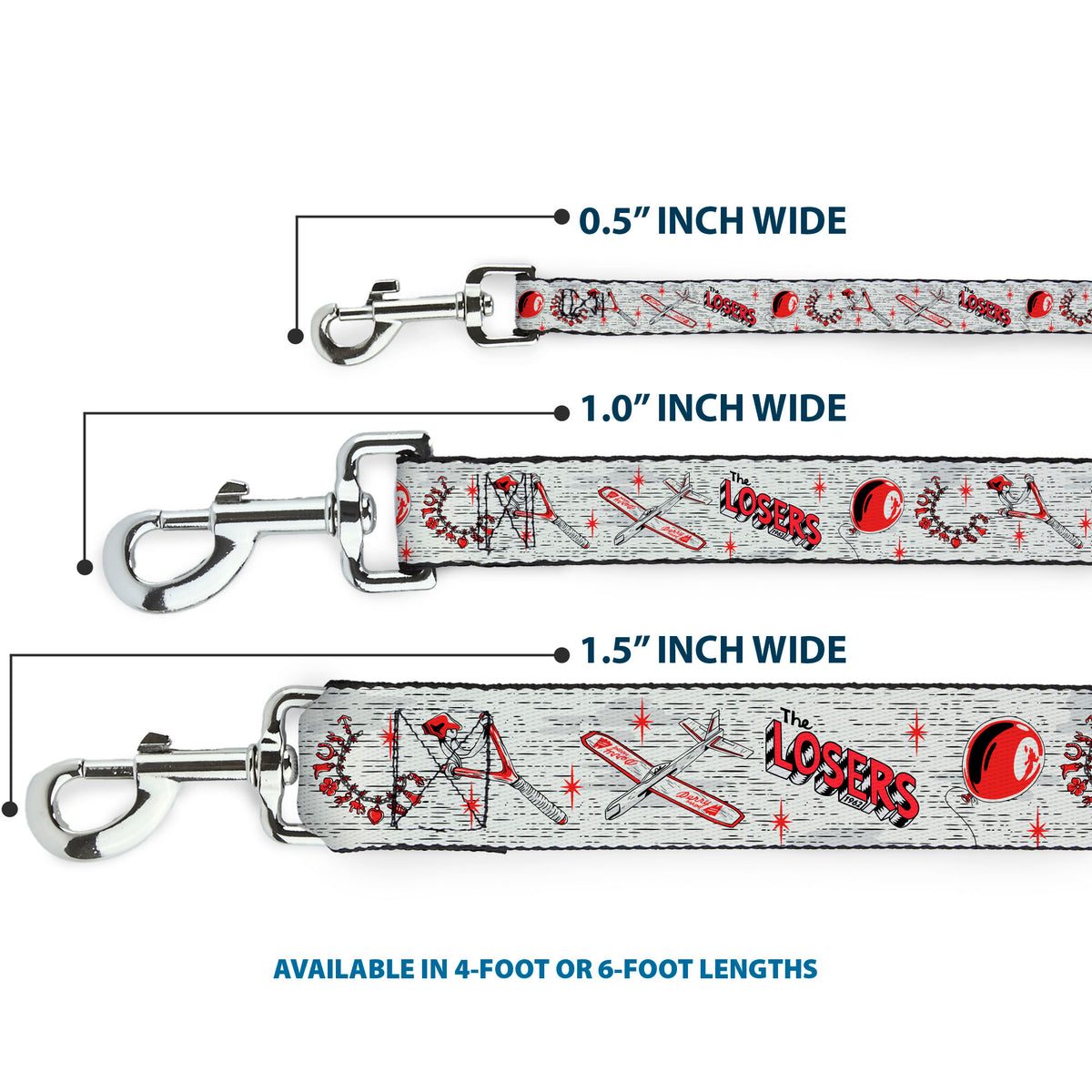 Dog Leash - IT Welcome to Derry Icons Collage White/Black/Red Dog Leashes IT