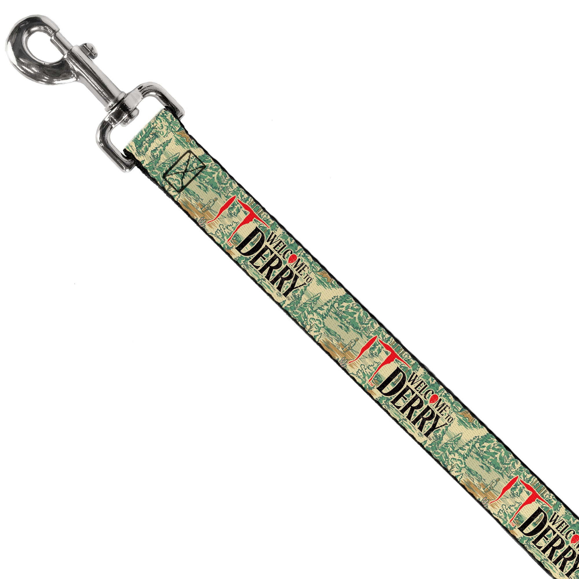 Dog Leash - IT WELCOME TO DERRY Forest Scenery and Title Logo Beige/Greens Dog Leashes IT