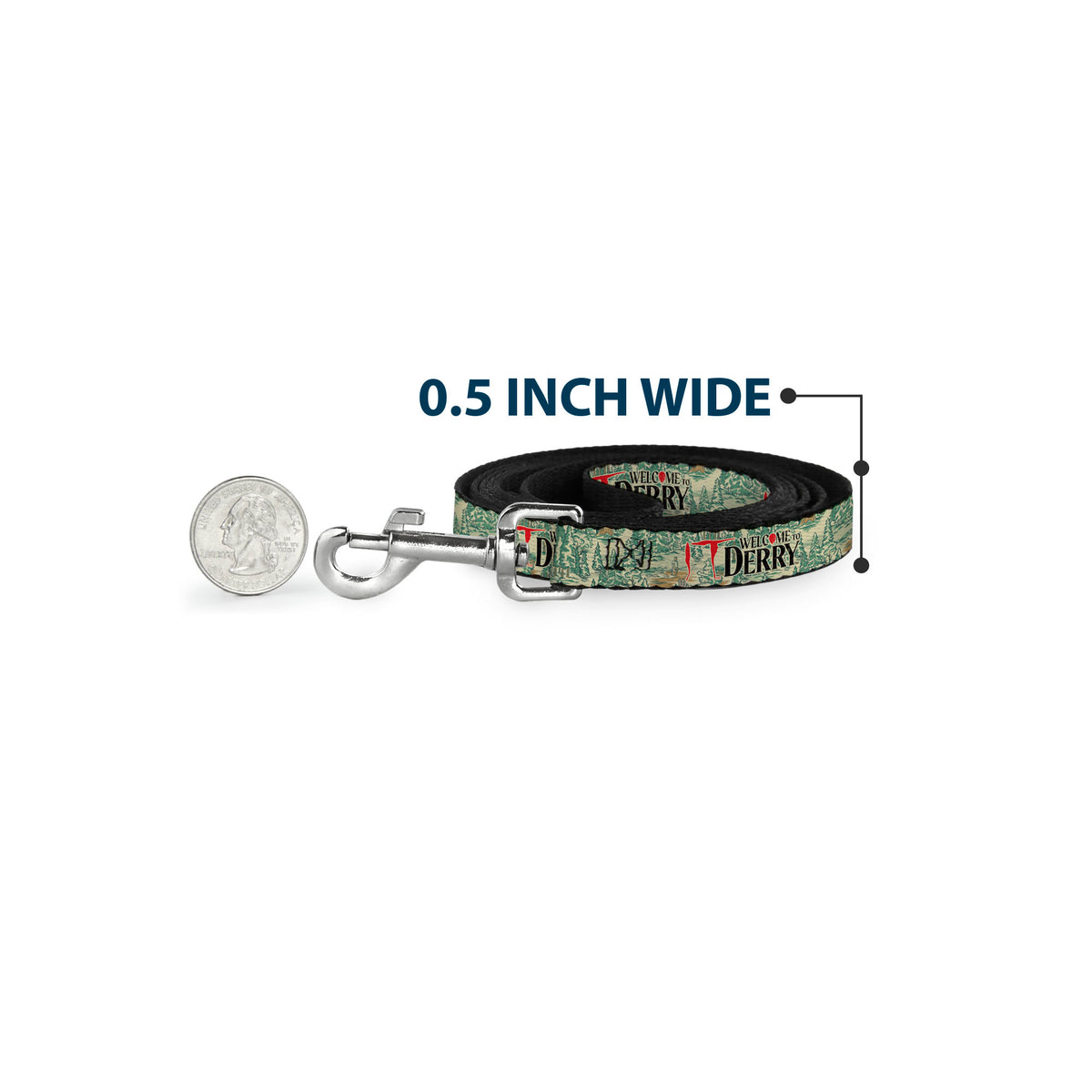 Dog Leash - IT WELCOME TO DERRY Forest Scenery and Title Logo Beige/Greens Dog Leashes IT