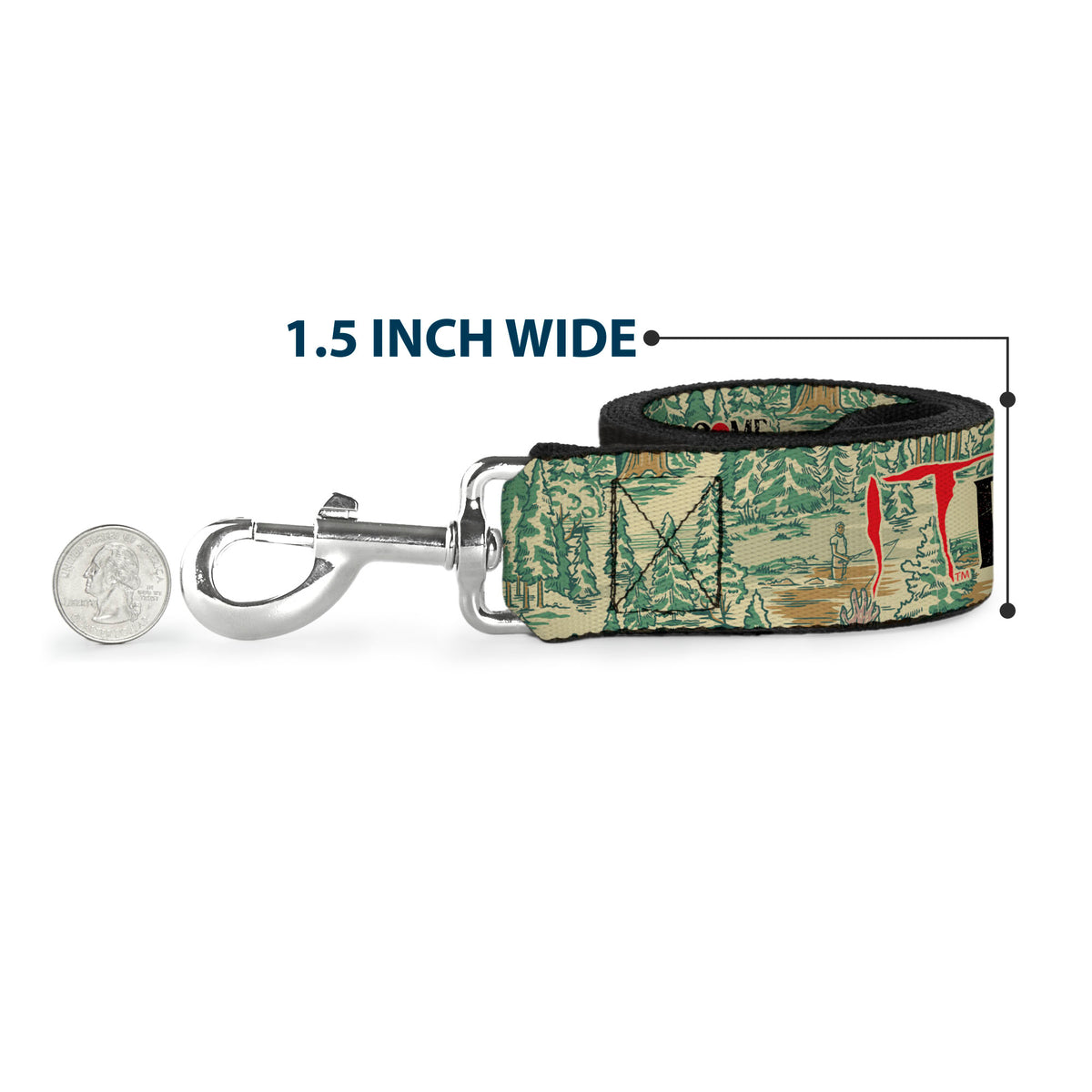Dog Leash - IT WELCOME TO DERRY Forest Scenery and Title Logo Beige/Greens Dog Leashes IT