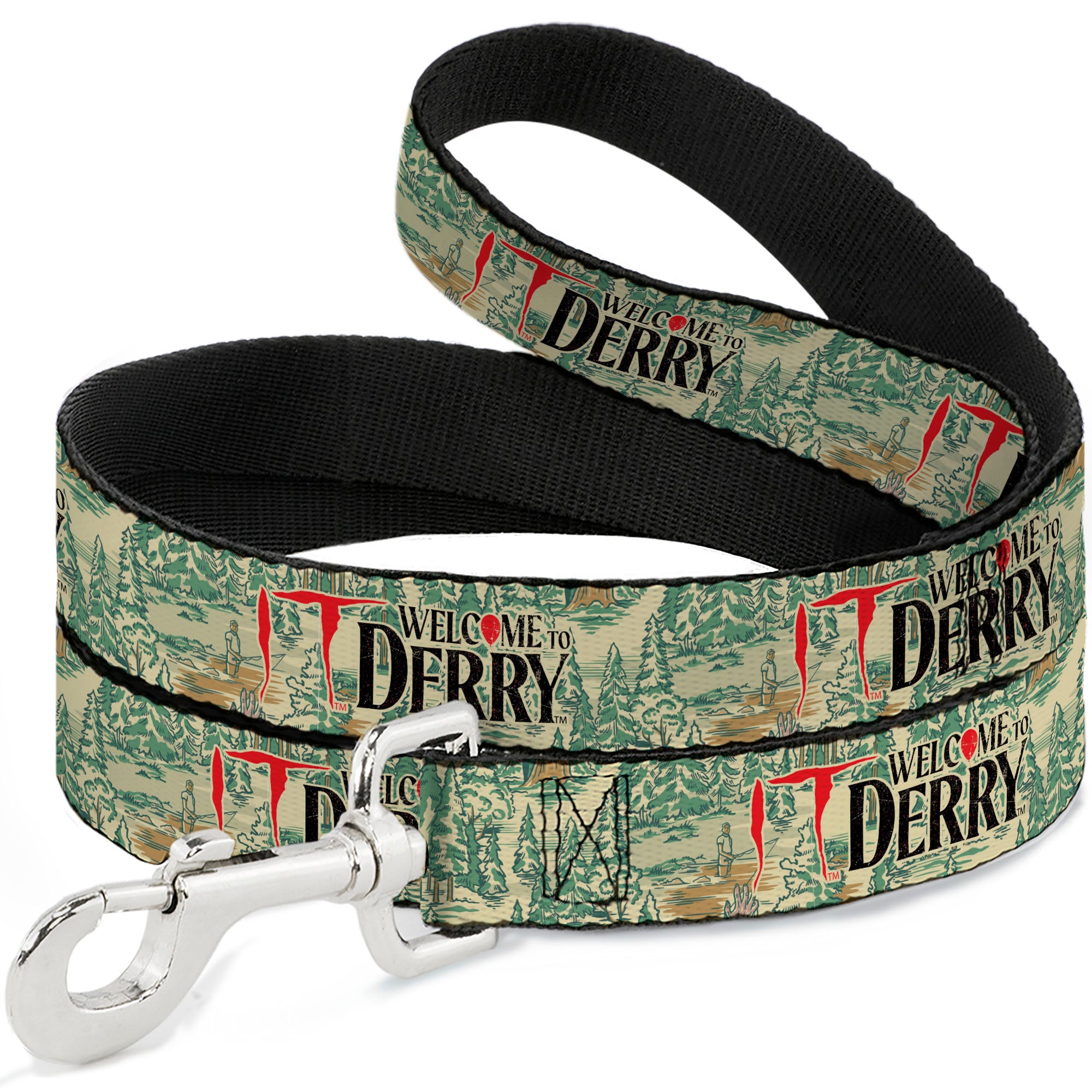 Dog Leash - IT WELCOME TO DERRY Forest Scenery and Title Logo Beige/Greens Dog Leashes IT