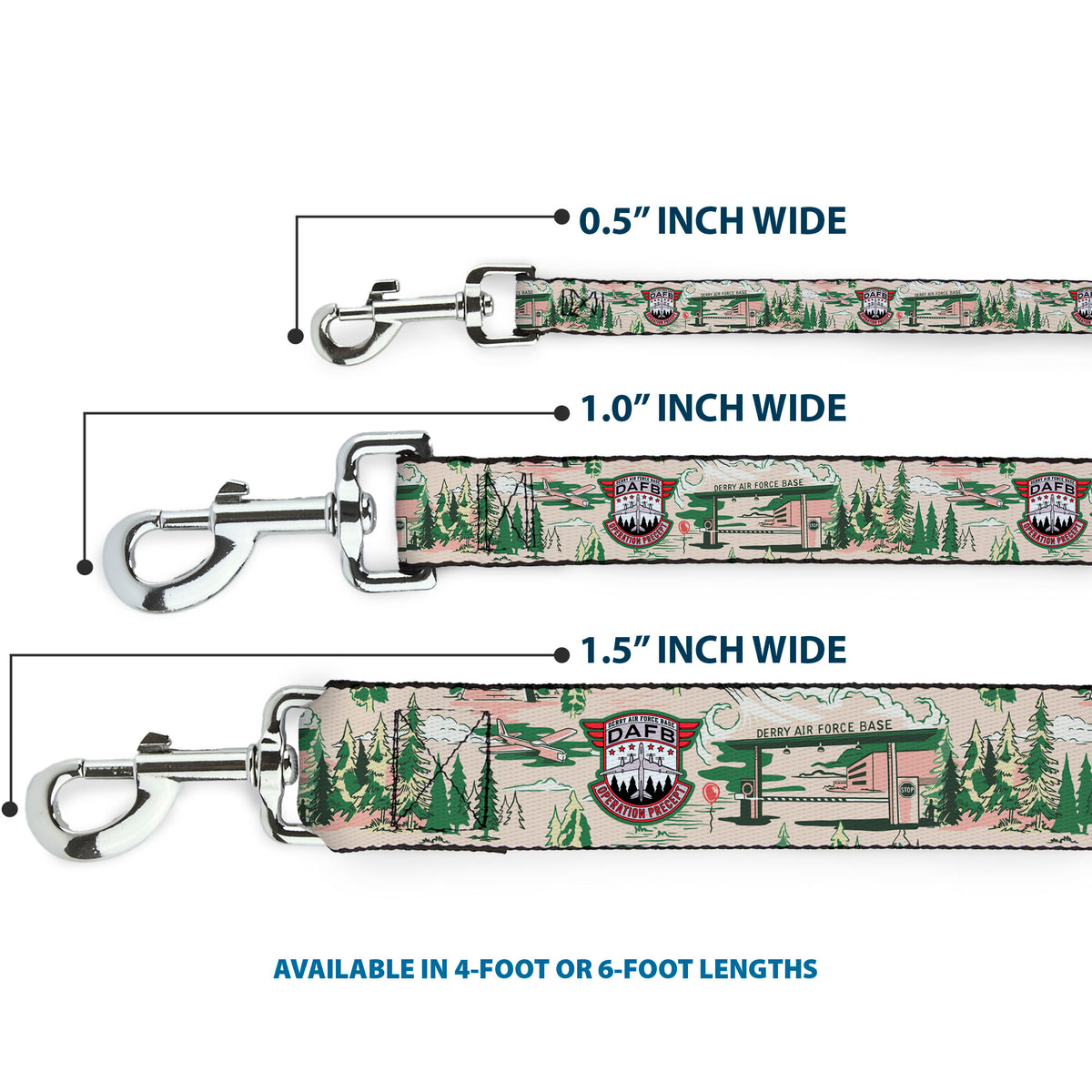 Dog Leash - IT Welcome to Derry Air Force Base and Forest Scenery Beige/Greens Dog Leashes IT