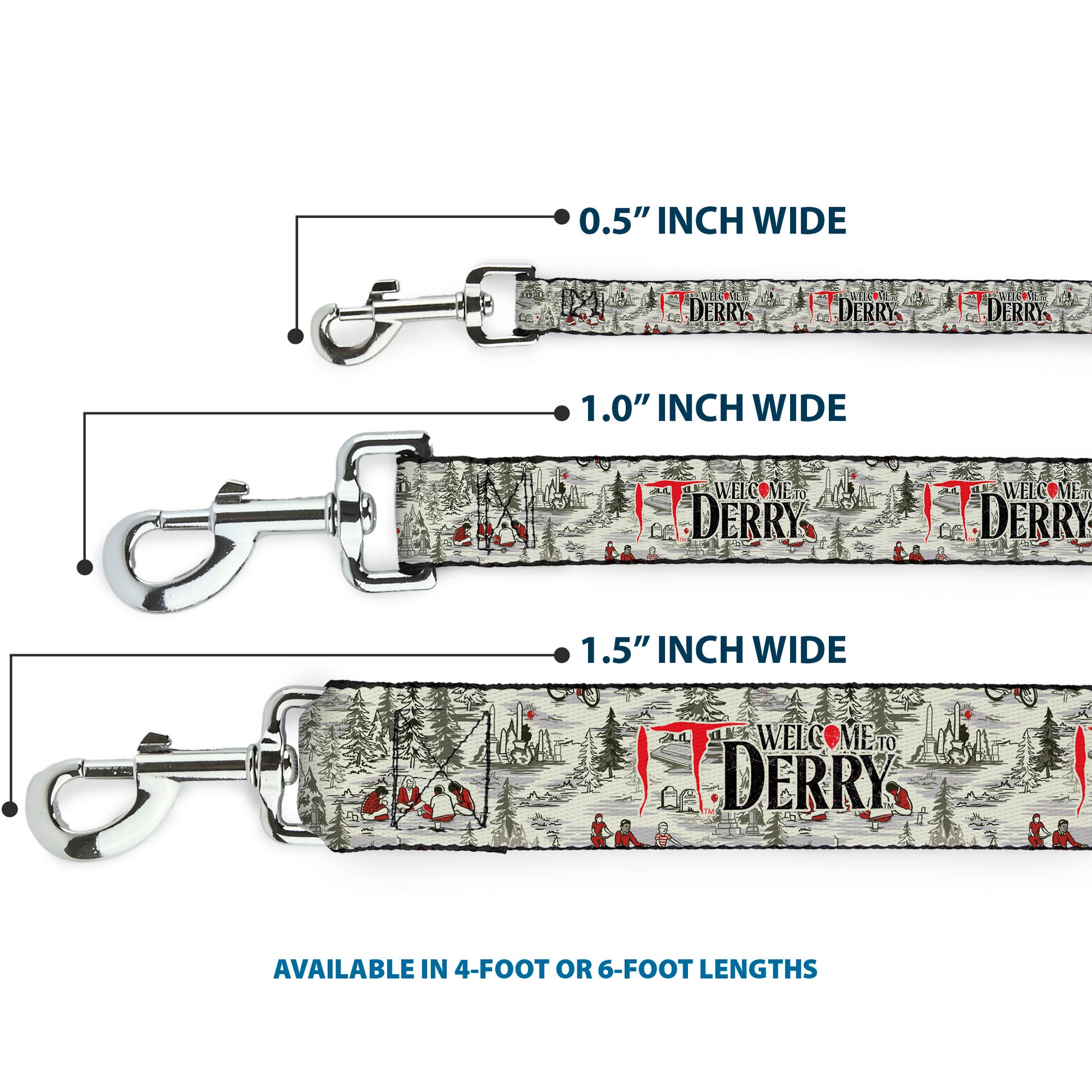 Dog Leash - IT WELCOME TO DERRY Camping Forest Scenery and Title Logo Beige/Grays Dog Leashes IT