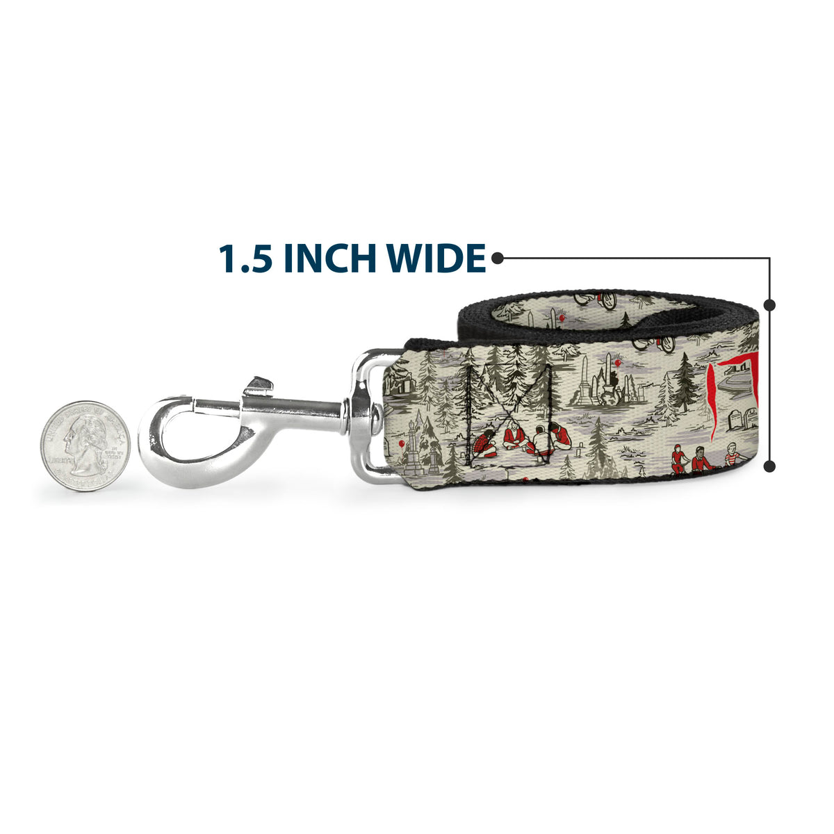 Dog Leash - IT WELCOME TO DERRY Camping Forest Scenery and Title Logo Beige/Grays Dog Leashes IT