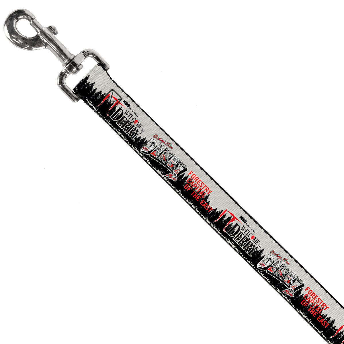 Dog Leash - IT WELCOME TO DERRY Icons and Forest Scenery White/Black/Red Dog Leashes IT