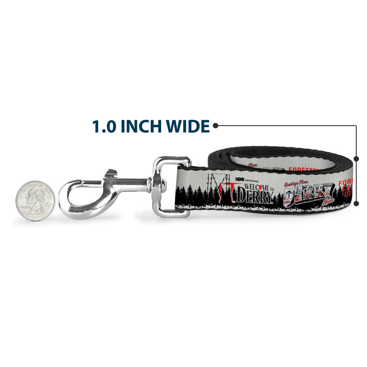 Dog Leash - IT WELCOME TO DERRY Icons and Forest Scenery White/Black/Red Dog Leashes IT