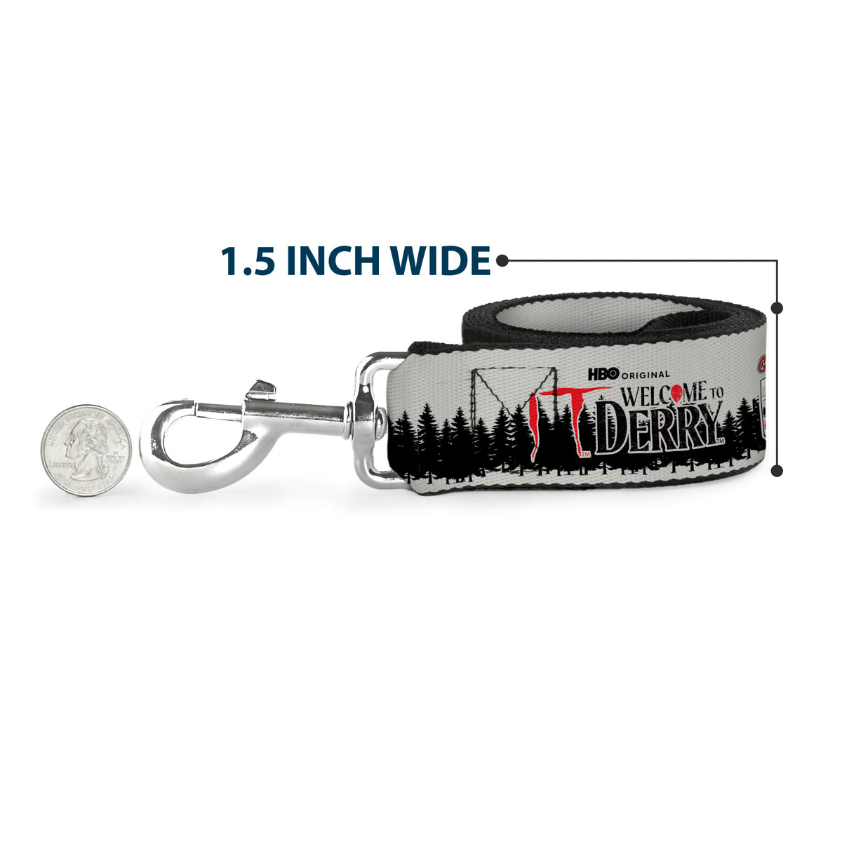 Dog Leash - IT WELCOME TO DERRY Icons and Forest Scenery White/Black/Red Dog Leashes IT