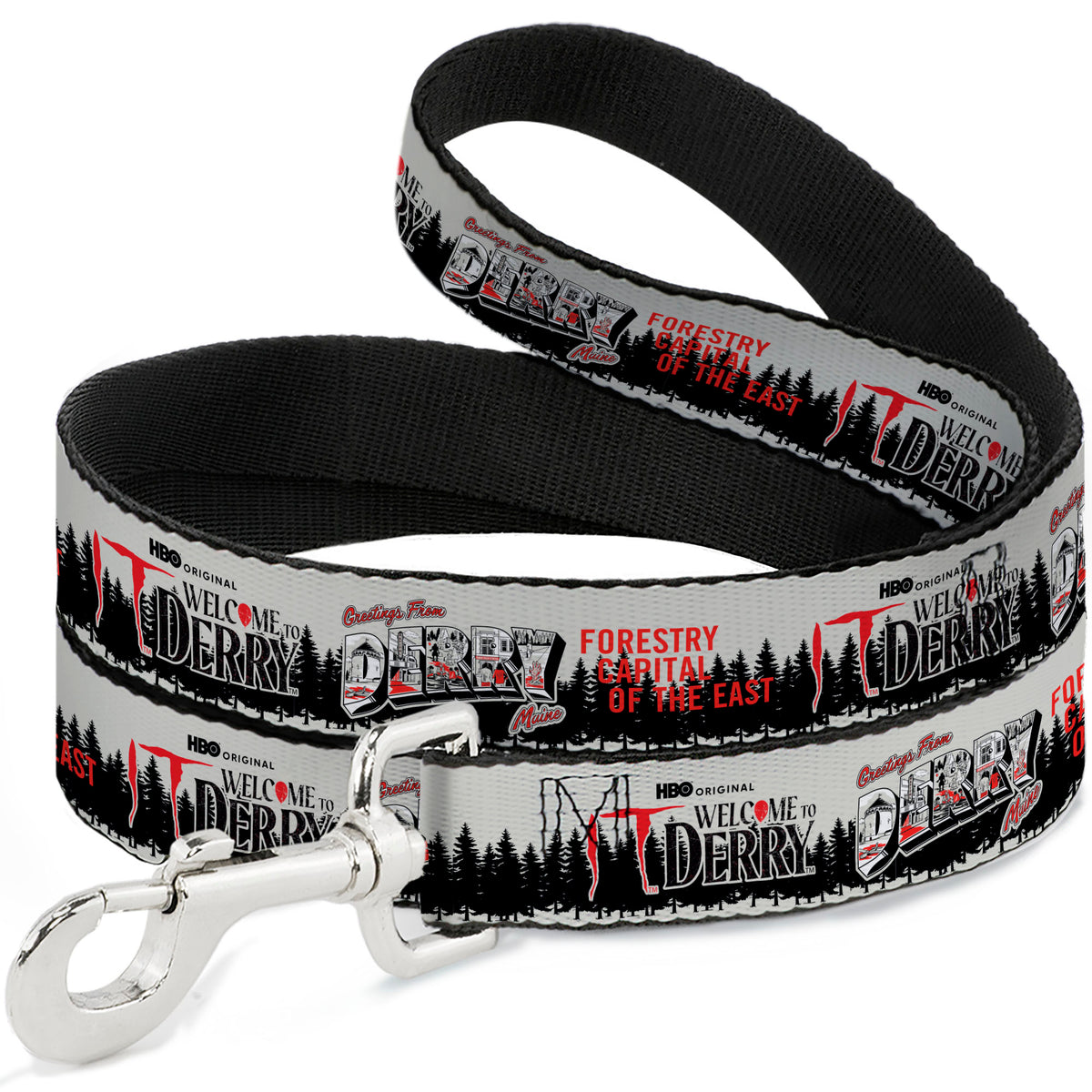 Dog Leash - IT WELCOME TO DERRY Icons and Forest Scenery White/Black/Red Dog Leashes IT