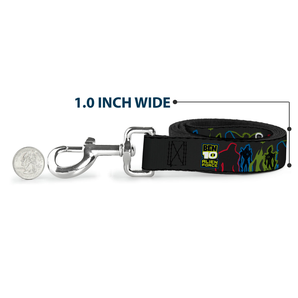 Dog Leash - BEN 10 ALIEN FORCE Character Silhouette Group Pose Black/Multi Color Dog Leashes Ben 10