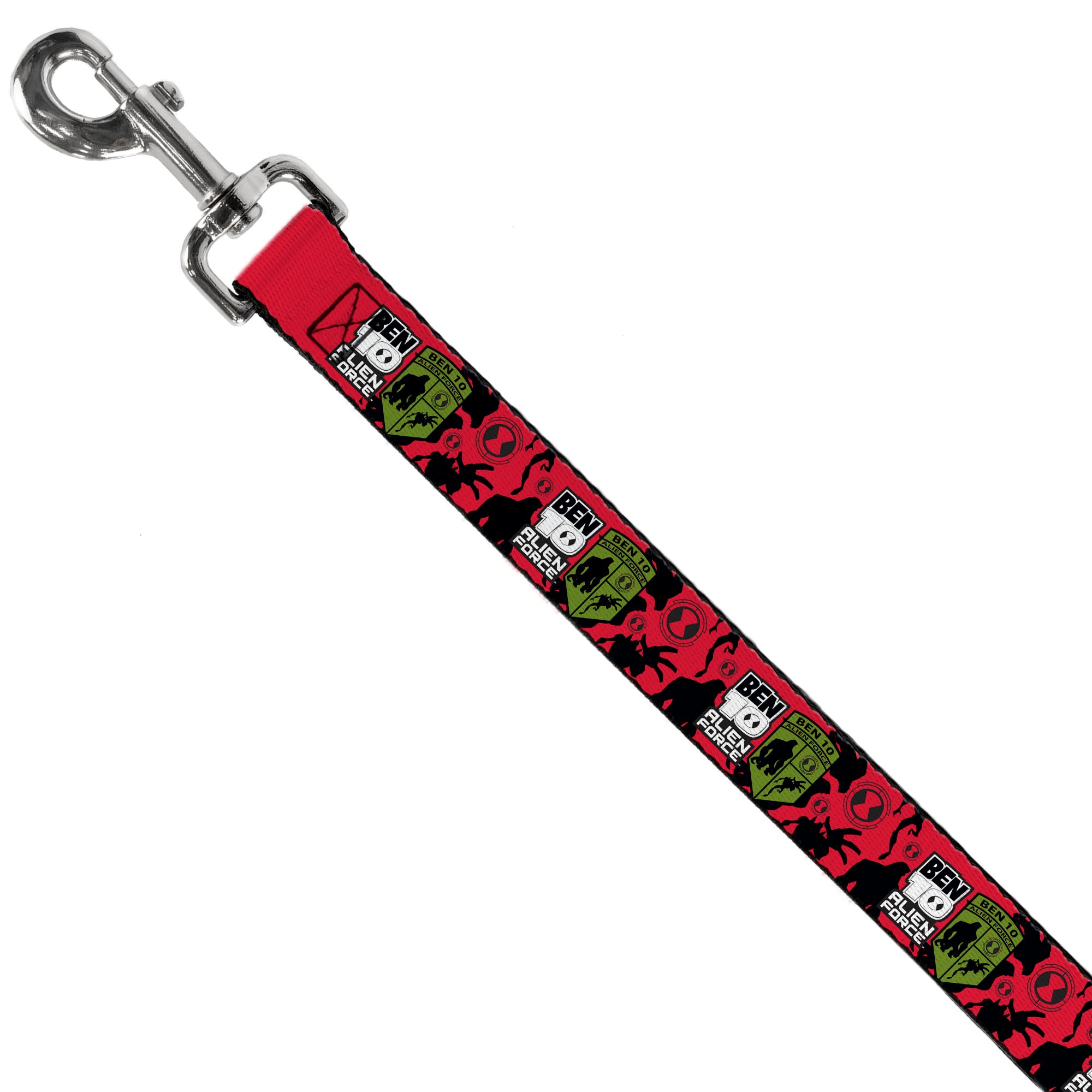 Dog Leash - BEN 10 ALIEN FORCE Badge and Character Collage Red/Black/White/Green Dog Leashes Ben 10