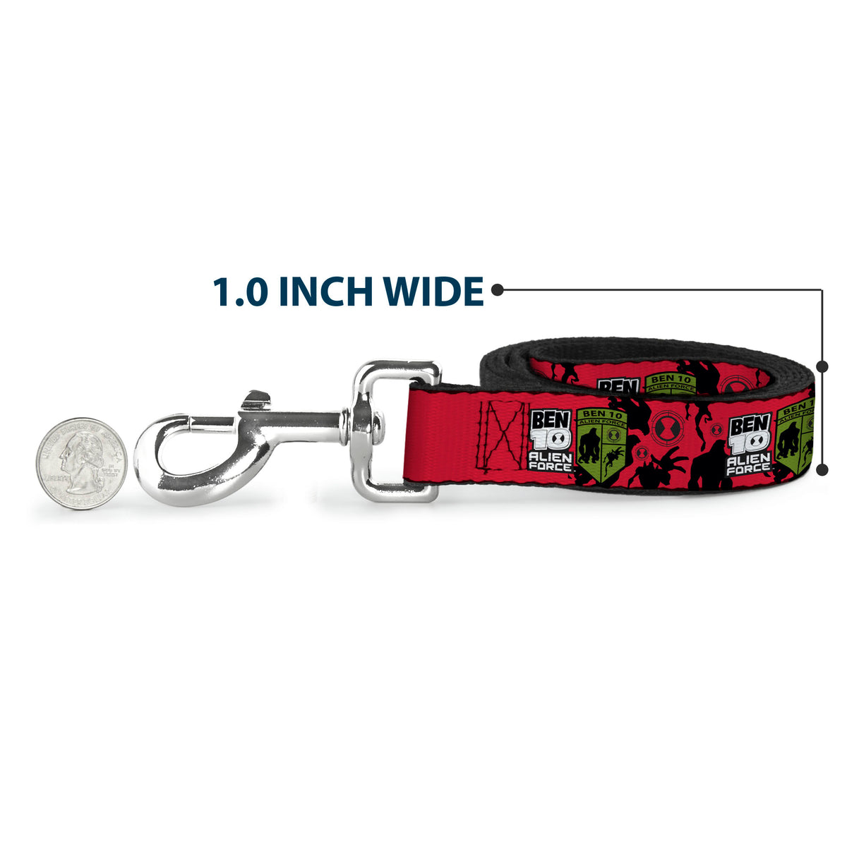 Dog Leash - BEN 10 ALIEN FORCE Badge and Character Collage Red/Black/White/Green Dog Leashes Ben 10