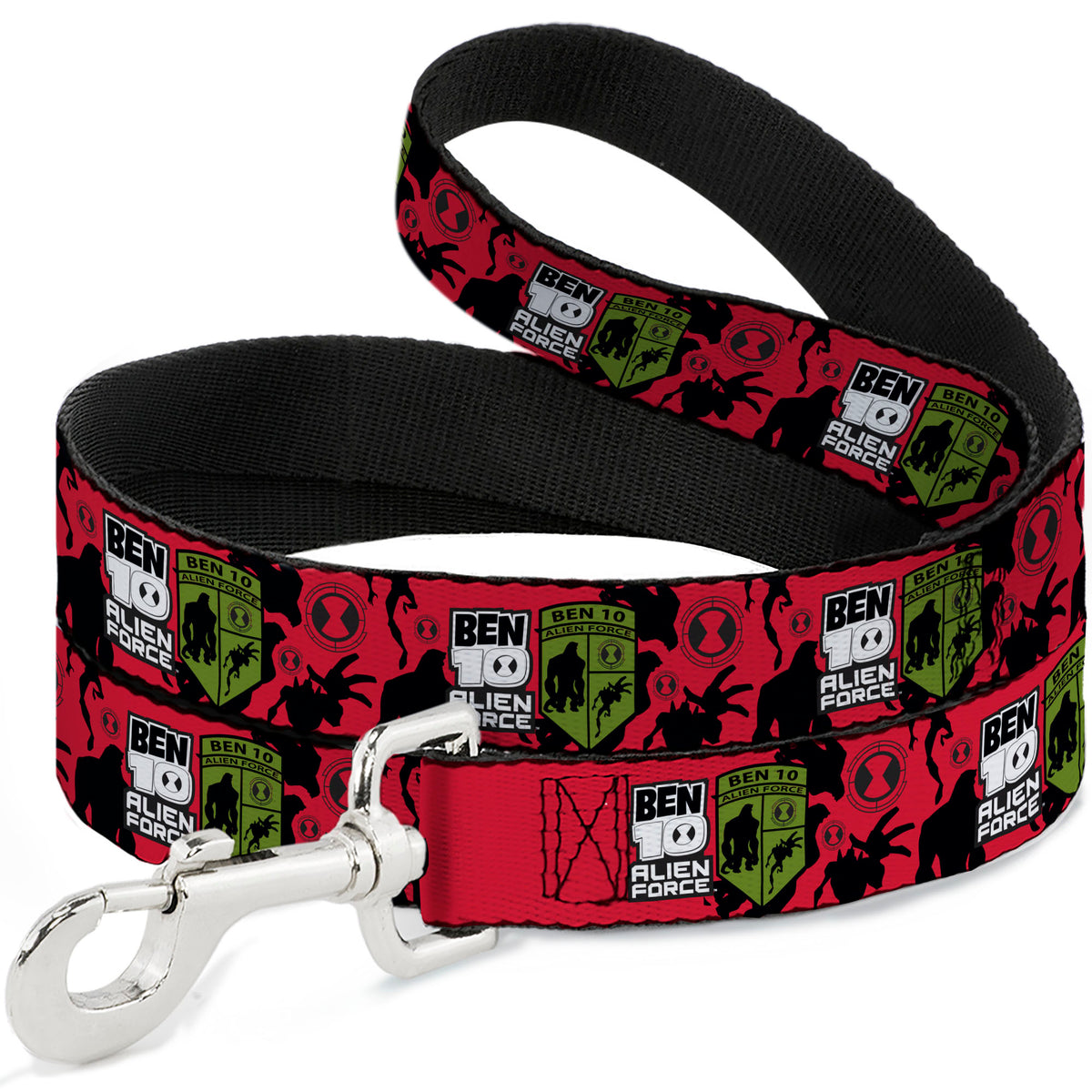 Dog Leash - BEN 10 ALIEN FORCE Badge and Character Collage Red/Black/White/Green Dog Leashes Ben 10