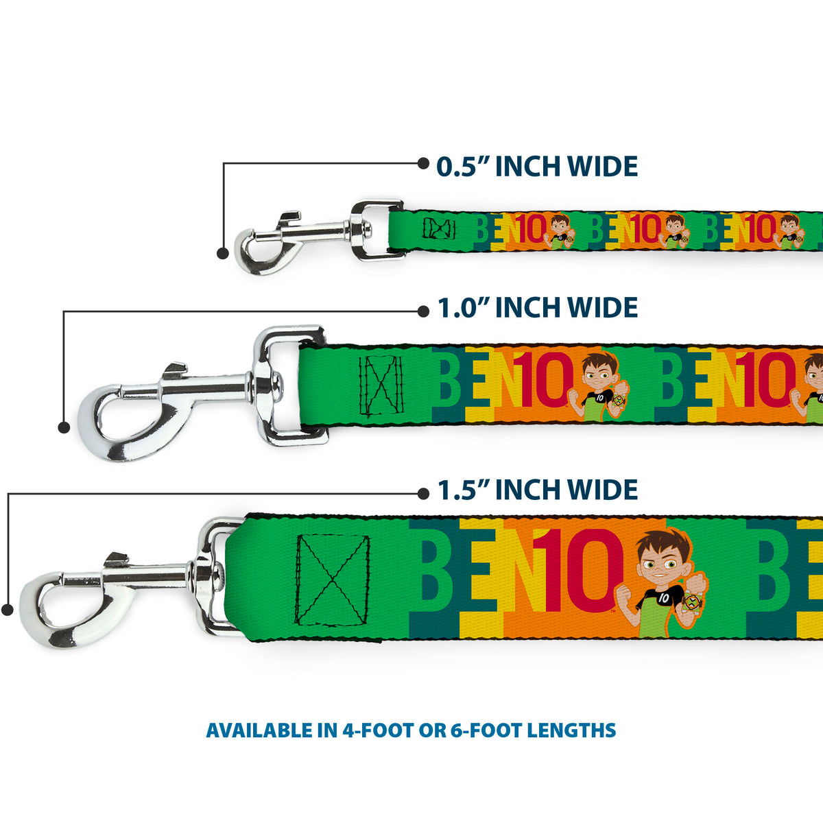 Dog Leash - BEN 10 Pose and Text Blocks Multi Color Dog Leashes Ben 10