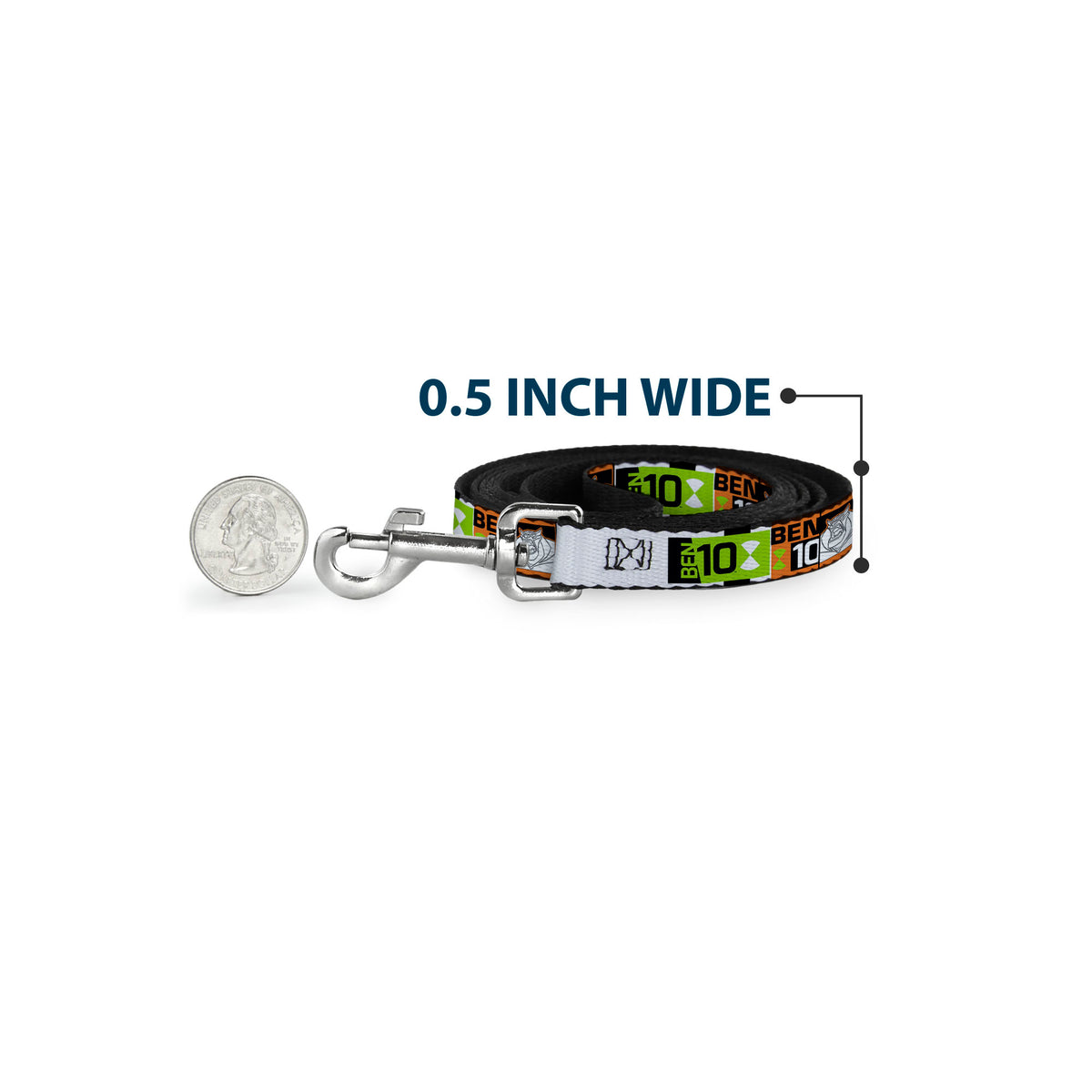 Dog Leash - BEN 10 Rath and Title Logo Blocks Orange/Green/Black/White Dog Leashes Ben 10