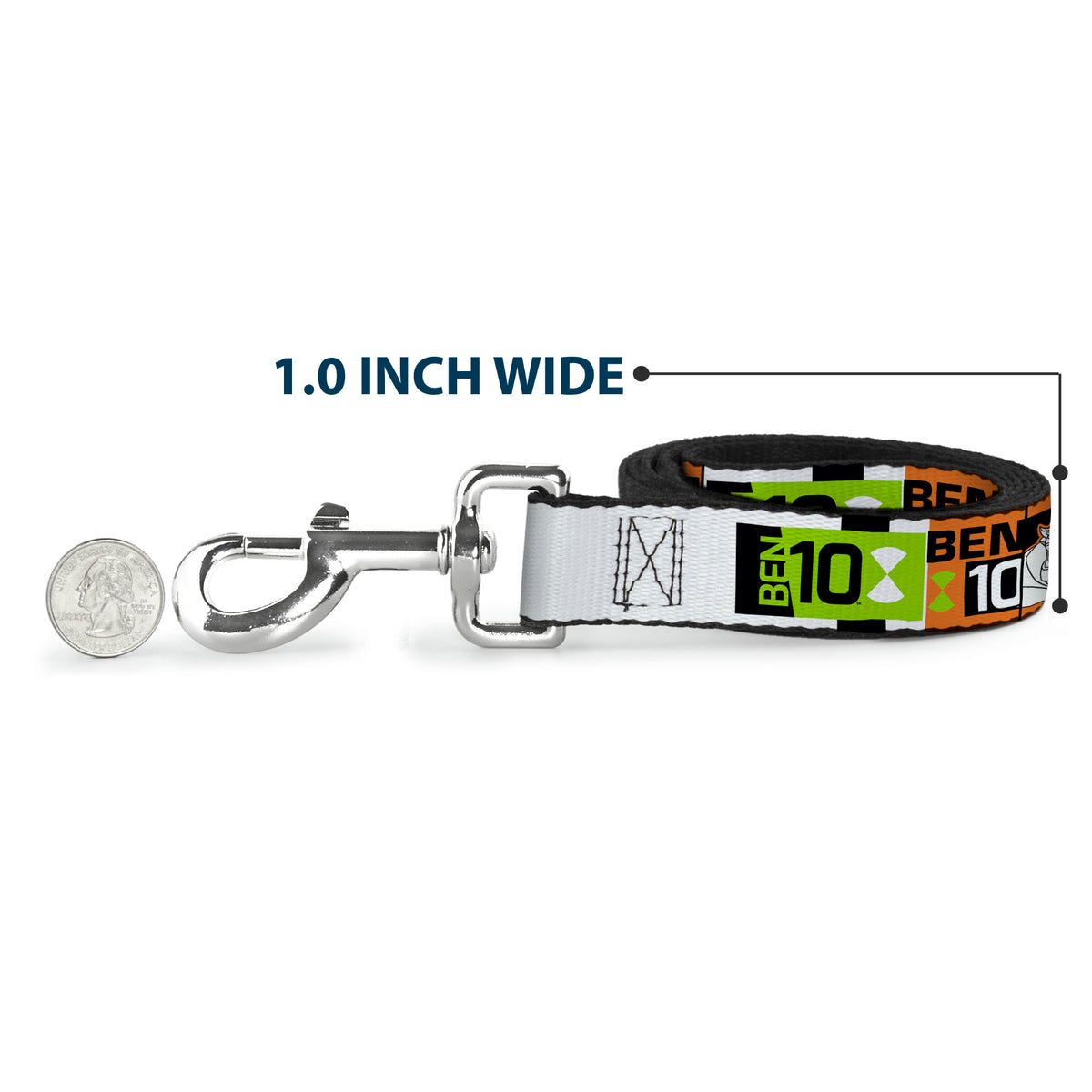 Dog Leash - BEN 10 Rath and Title Logo Blocks Orange/Green/Black/White Dog Leashes Ben 10
