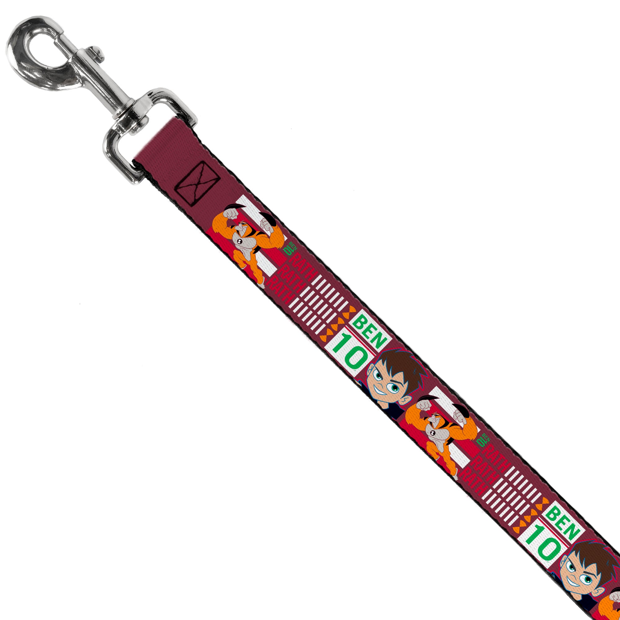 Dog Leash - BEN 10 and RATH Text and Poses Reds/White Dog Leashes Ben 10