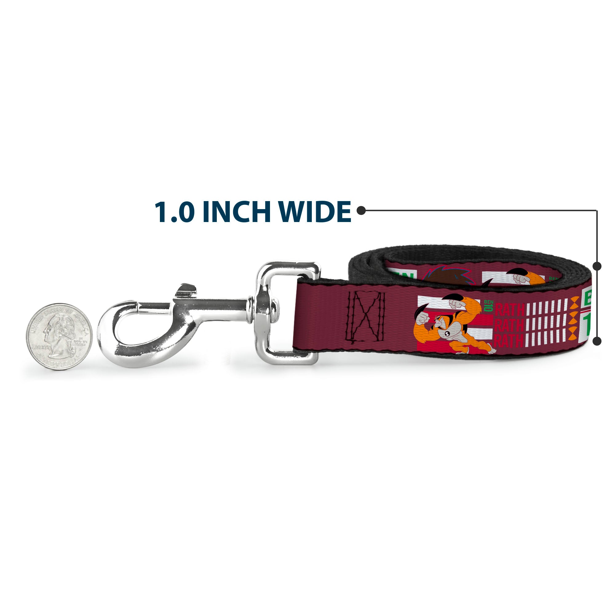 Dog Leash - BEN 10 and RATH Text and Poses Reds/White Dog Leashes Ben 10