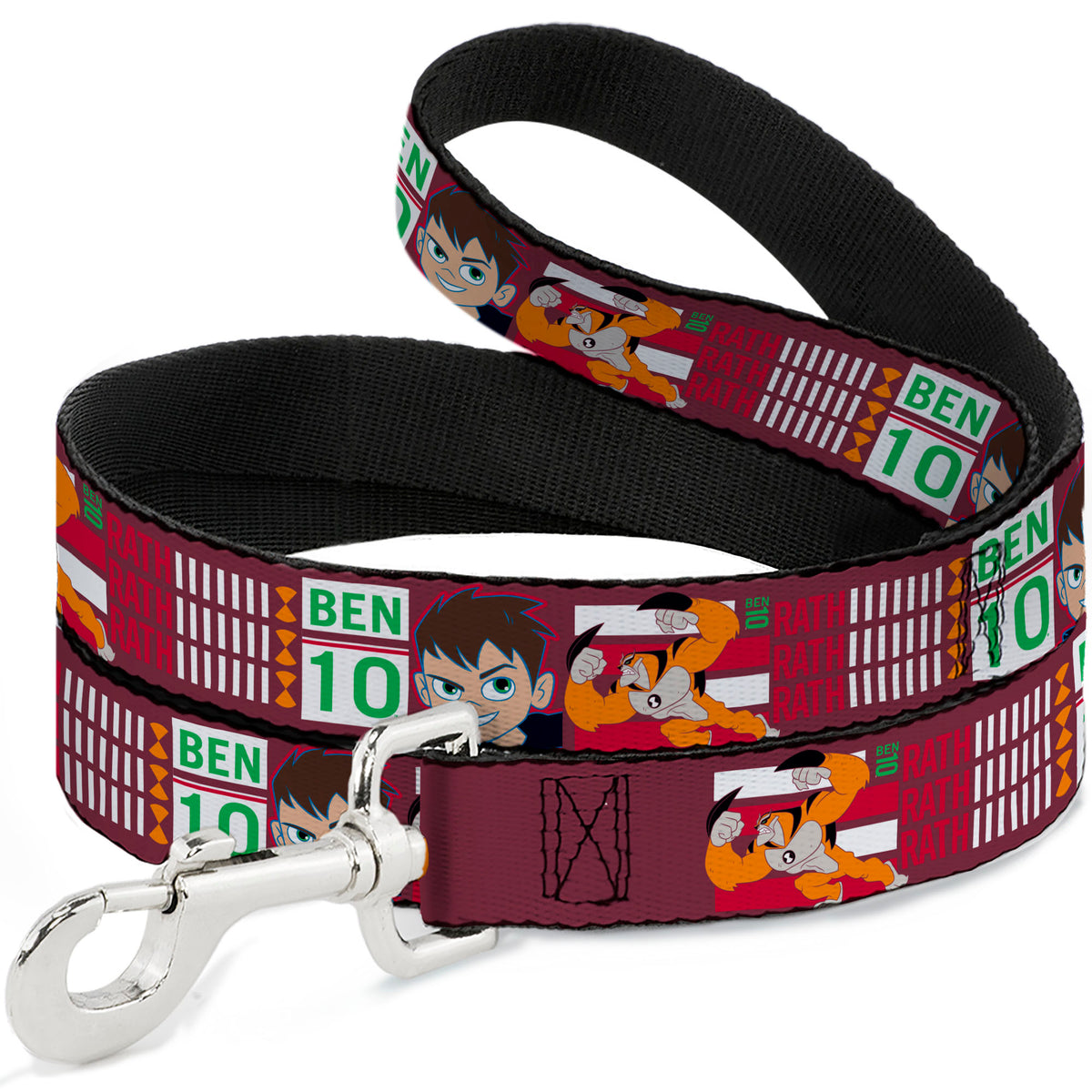 Dog Leash - BEN 10 and RATH Text and Poses Reds/White Dog Leashes Ben 10