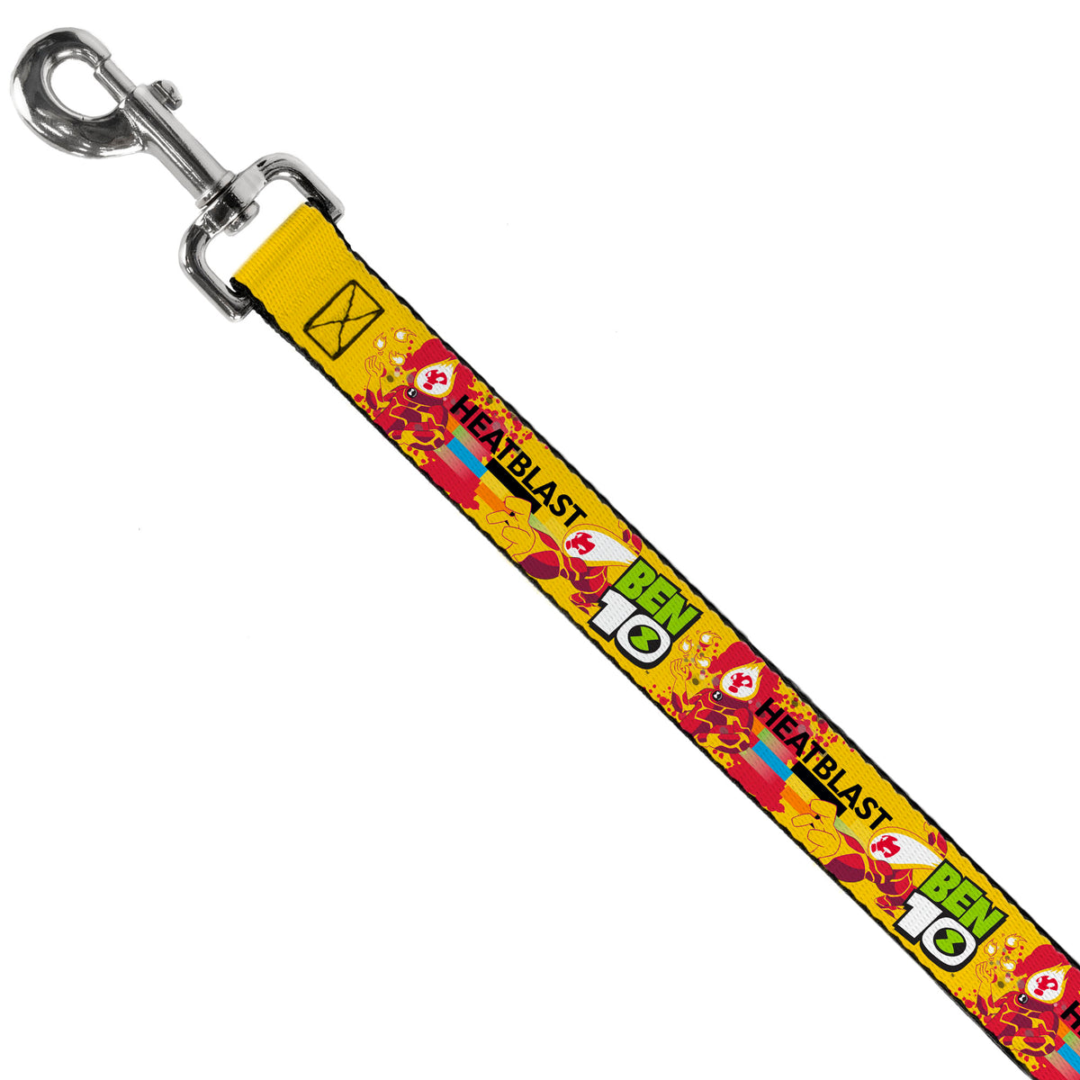 Dog Leash - BEN 10 HEATBLAST Poses and Text Yellow/Reds Dog Leashes Ben 10