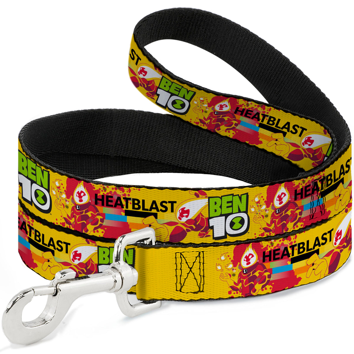 Dog Leash - BEN 10 HEATBLAST Poses and Text Yellow/Reds Dog Leashes Ben 10