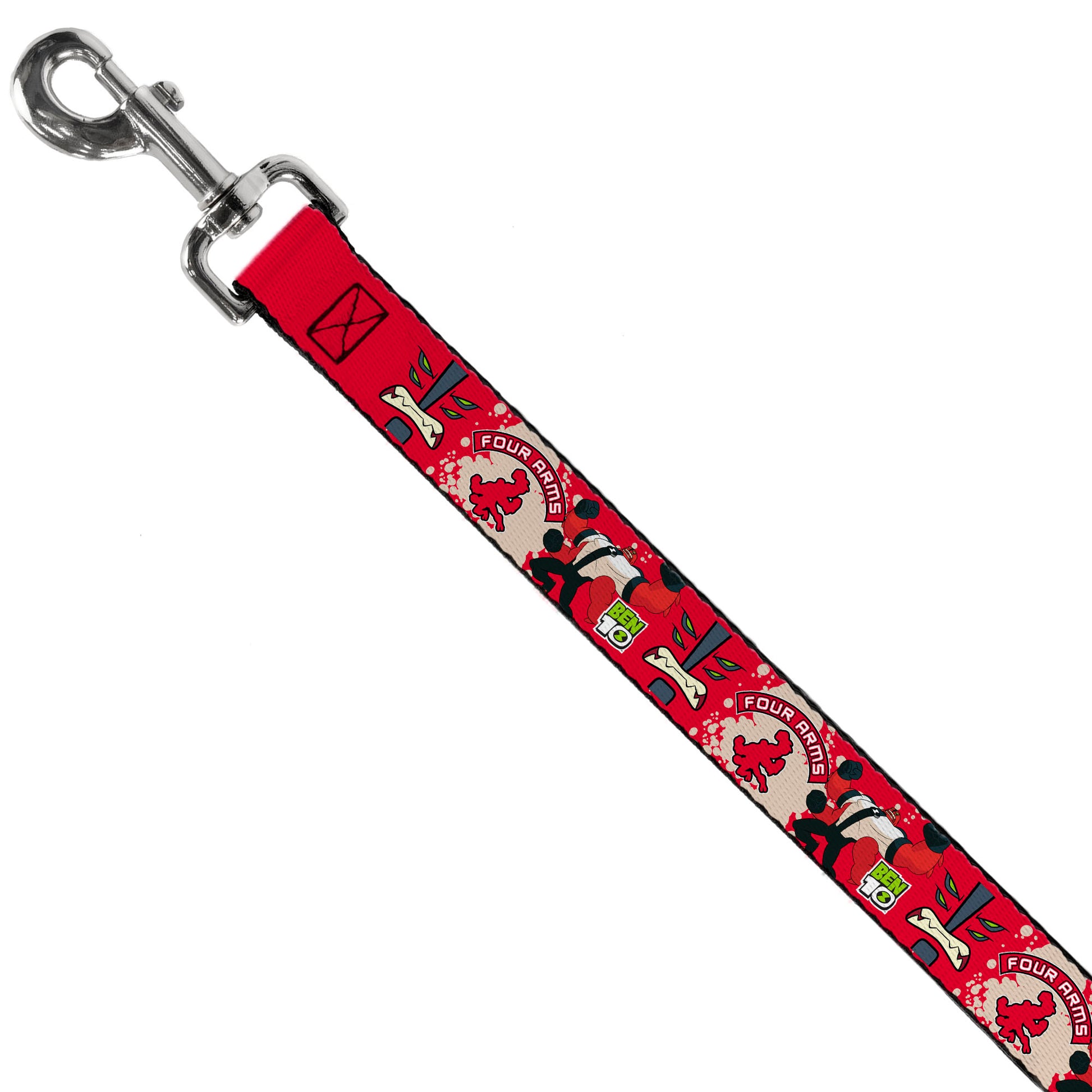 Dog Leash - BEN 10 FOUR ARMS Poses and Text Red/Grays Dog Leashes Ben 10