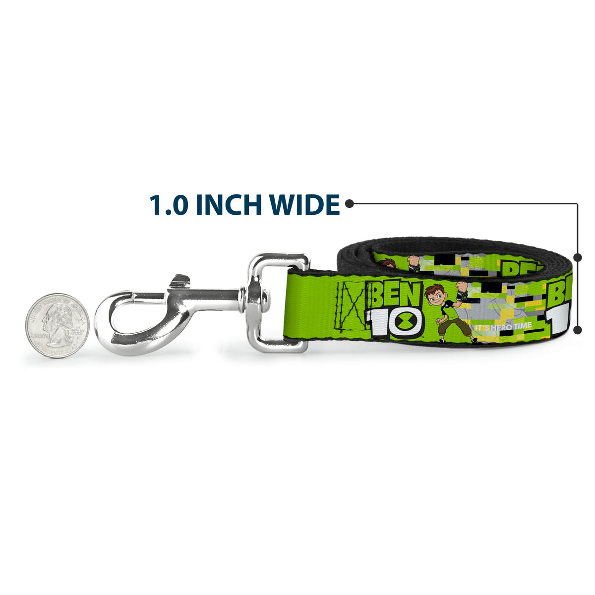 Dog Leash - BEN 10 Pose and Title Logo Green/Yellow/Black/White Dog Leashes Ben 10