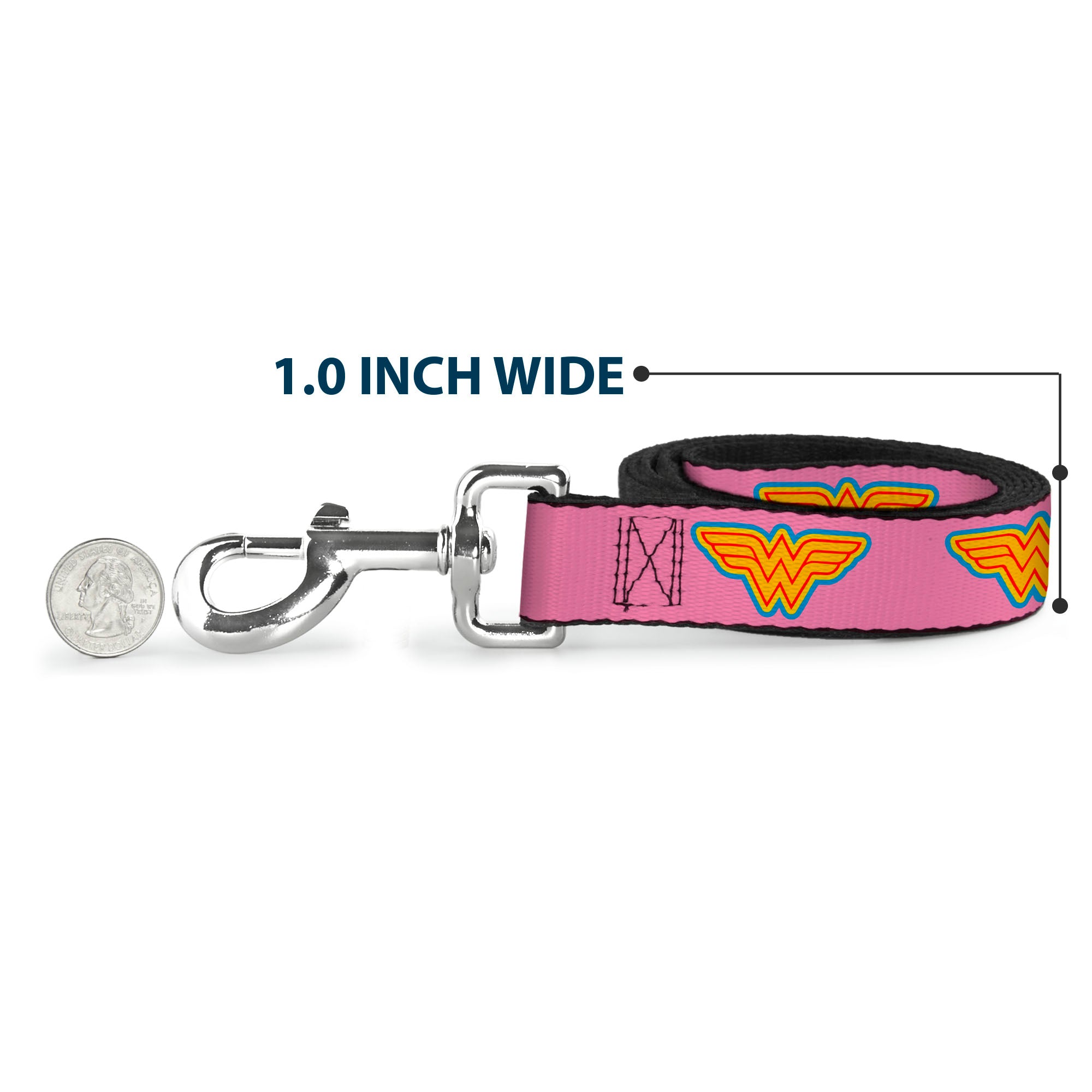 Dog Leash - Wonder Woman Logo Pink/Blue/Yellow/Pink Dog Leashes DC Comics
