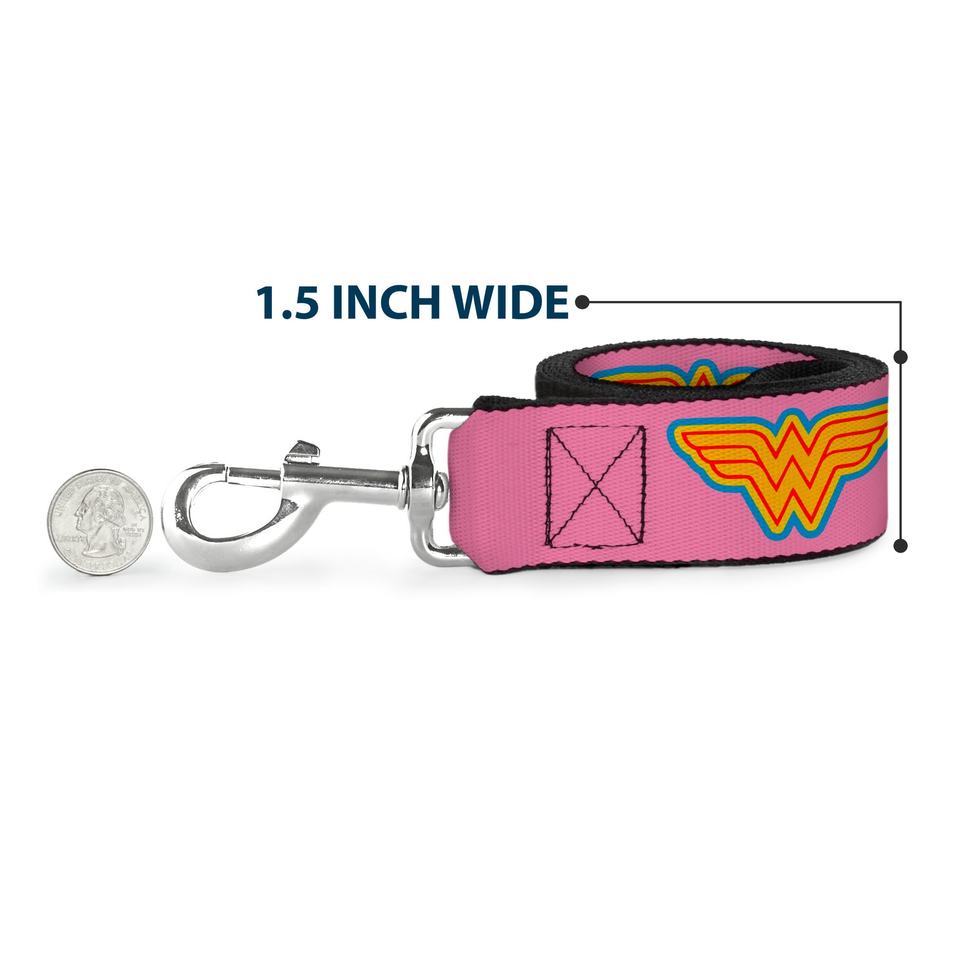 Dog Leash - Wonder Woman Logo Pink/Blue/Yellow/Pink Dog Leashes DC Comics