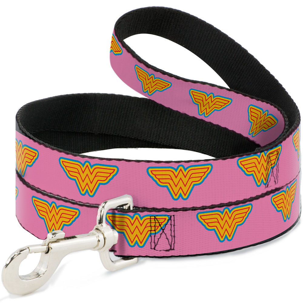 Dog Leash - Wonder Woman Logo Pink/Blue/Yellow/Pink Dog Leashes DC Comics