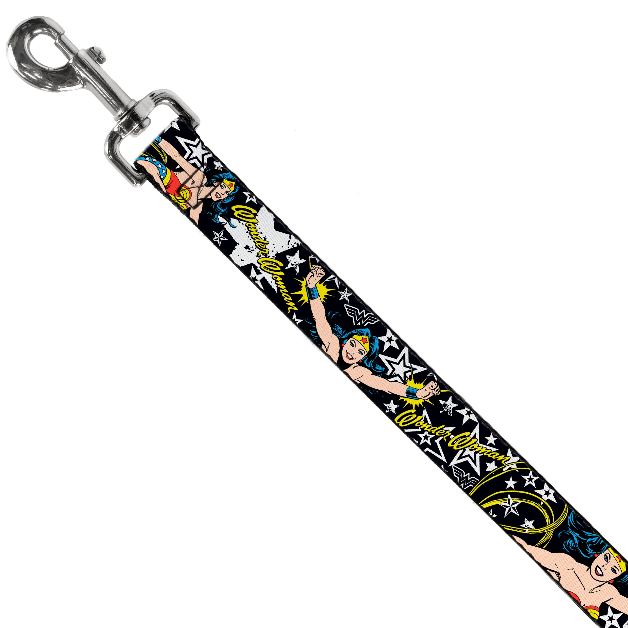 Dog Leash - Wonder Woman/StarsÂ Black/White Dog Leashes DC Comics