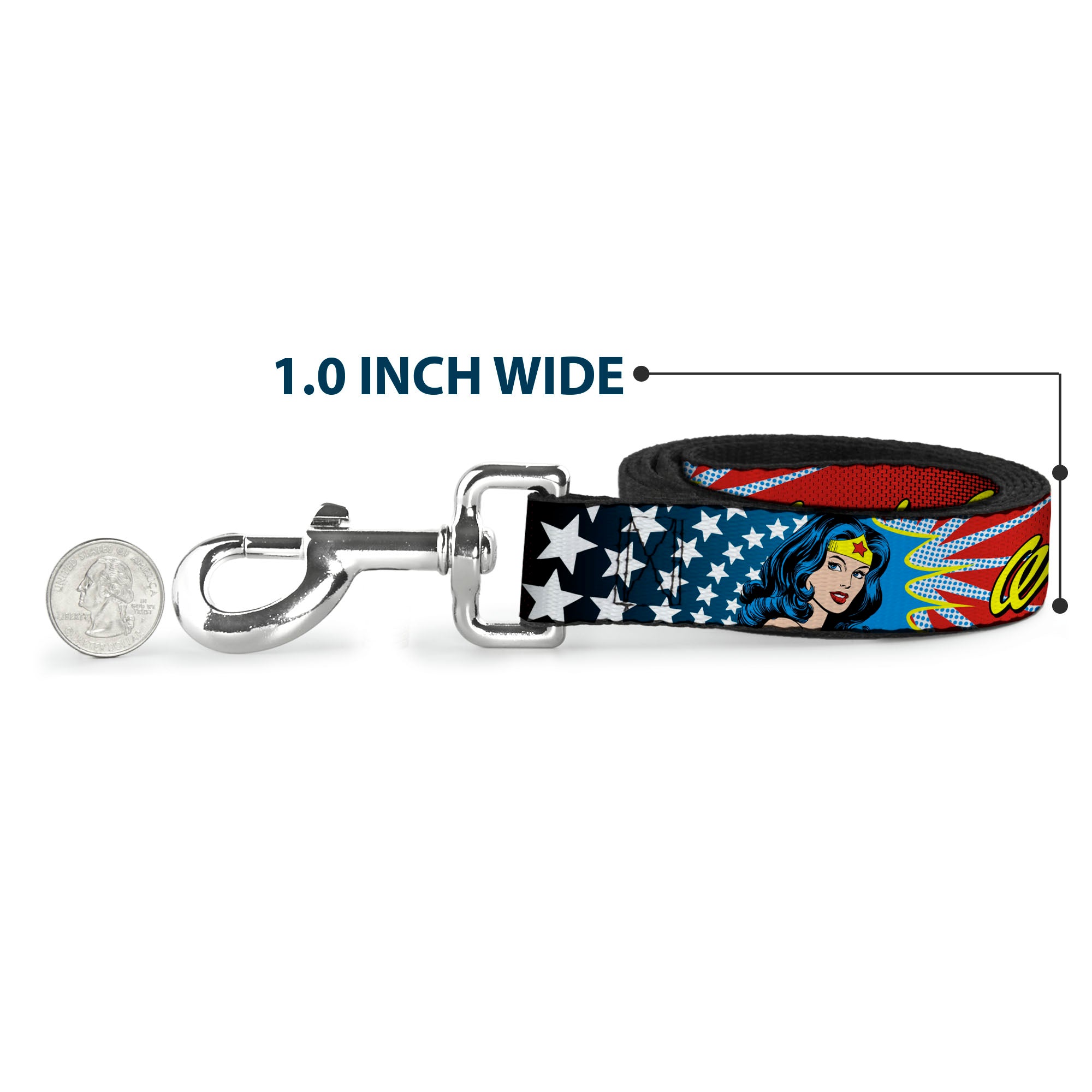 Dog Leash - Wonder Woman Face w/Stars Dog Leashes DC Comics