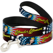 Dog Leash - Wonder Woman Face w/Stars Dog Leashes DC Comics