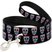 Dog Leash - Wonder Woman Floral Skull Black/Multi Pastel Dog Leashes DC Comics