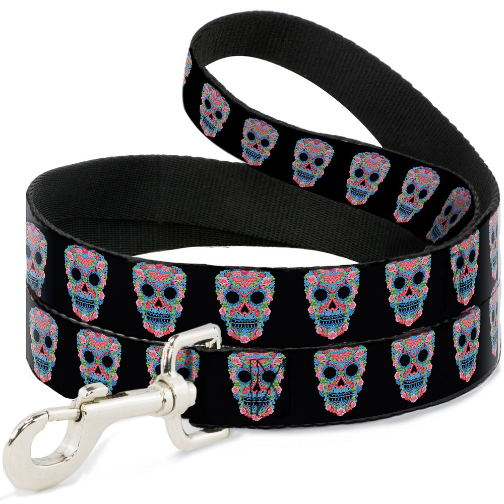 Dog Leash - Wonder Woman Floral Skull Black/Multi Pastel Dog Leashes DC Comics