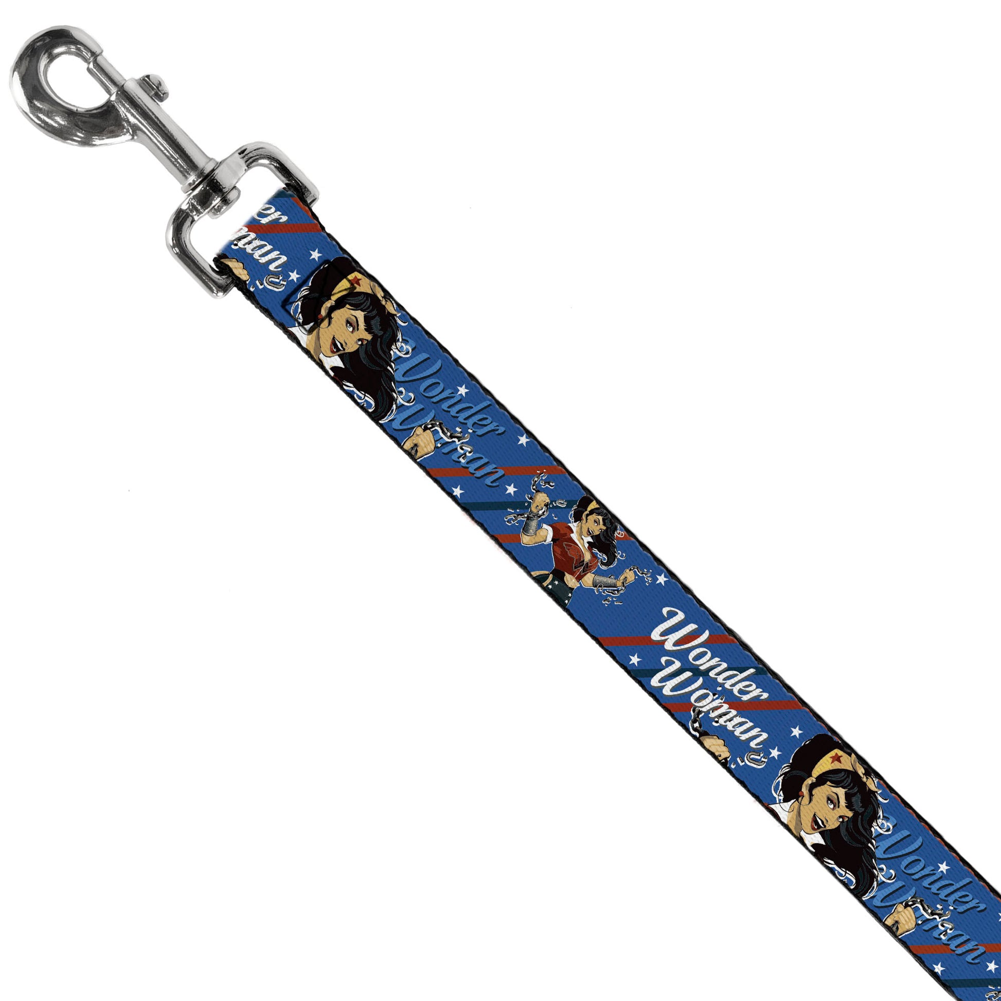 Dog Leash - WONDER WOMAN/Bombshell Pose Blue/Red/White Dog Leashes DC Comics