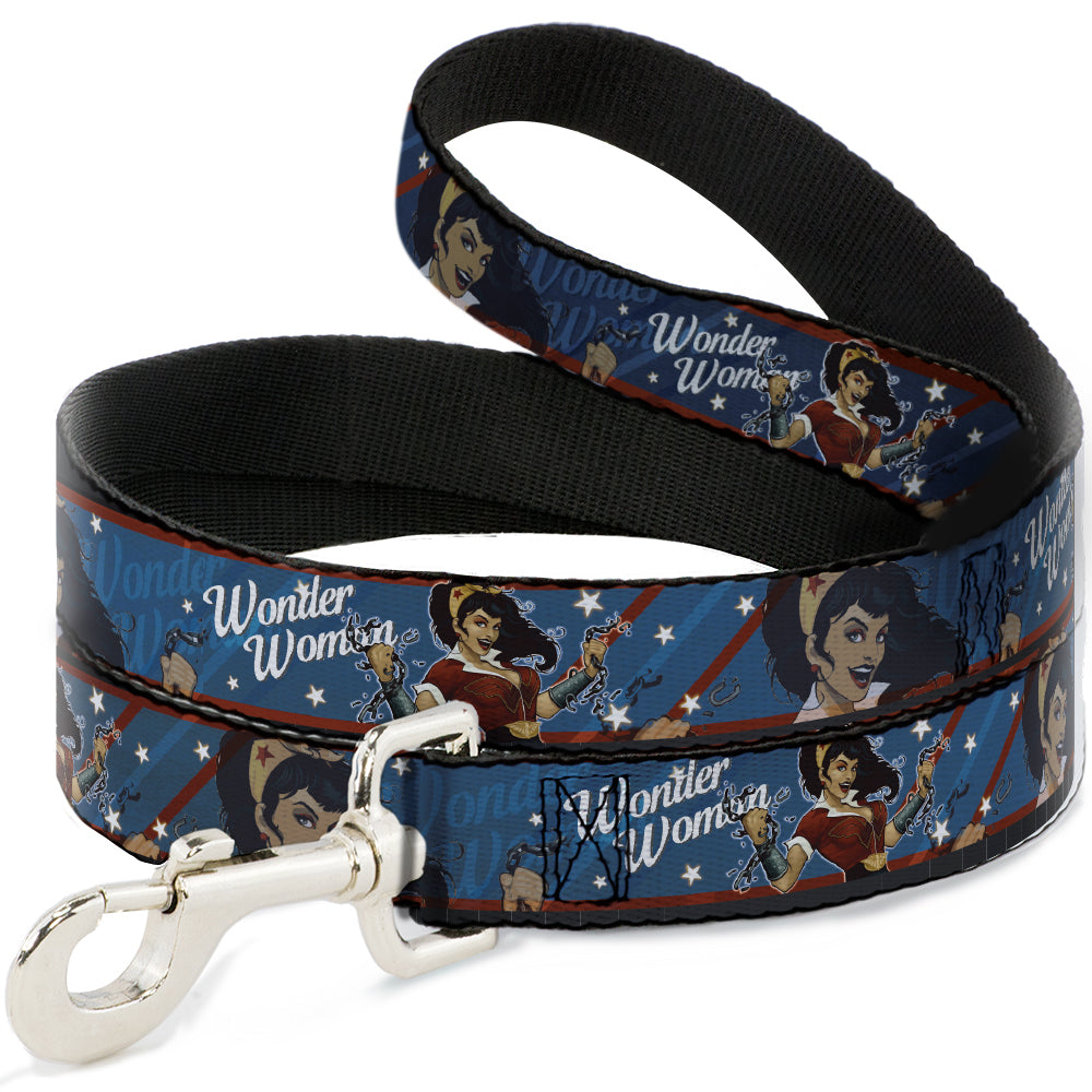 Dog Leash - WONDER WOMAN/Bombshell Pose Blue/Red/White Dog Leashes DC Comics