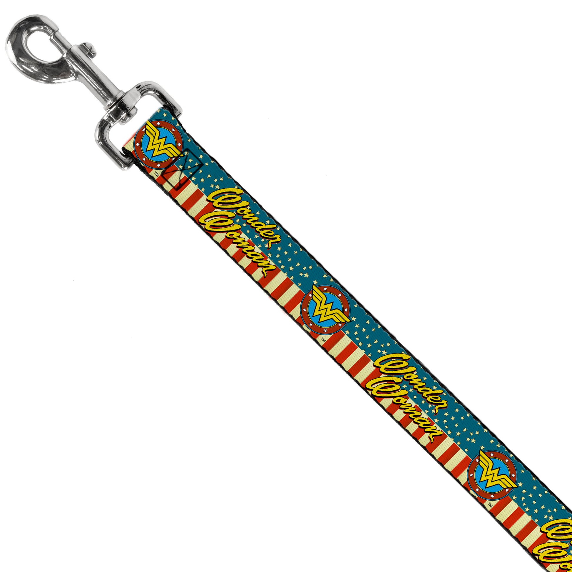 Dog Leash - WONDER WOMAN/Logo Americana Red/White/Blue/Yellow Dog Leashes DC Comics