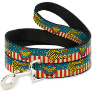 Dog Leash - WONDER WOMAN/Logo Americana Red/White/Blue/Yellow Dog Leashes DC Comics
