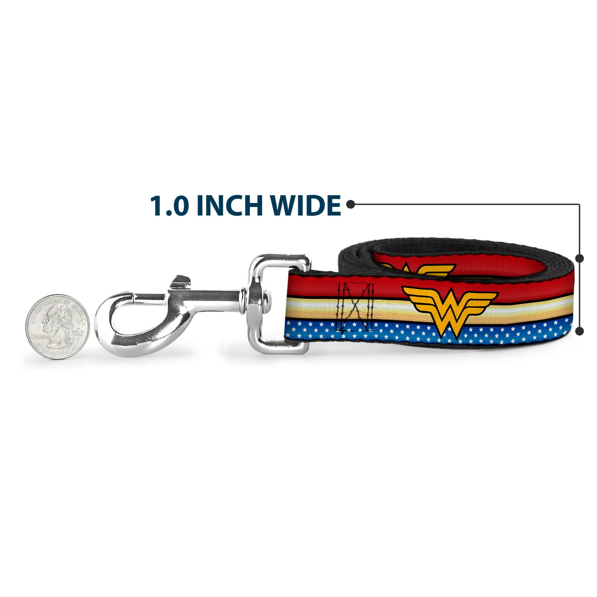 Dog Leash - Wonder Woman Logo Stripe/Stars Red/Gold/Blue/White Dog Leashes DC Comics
