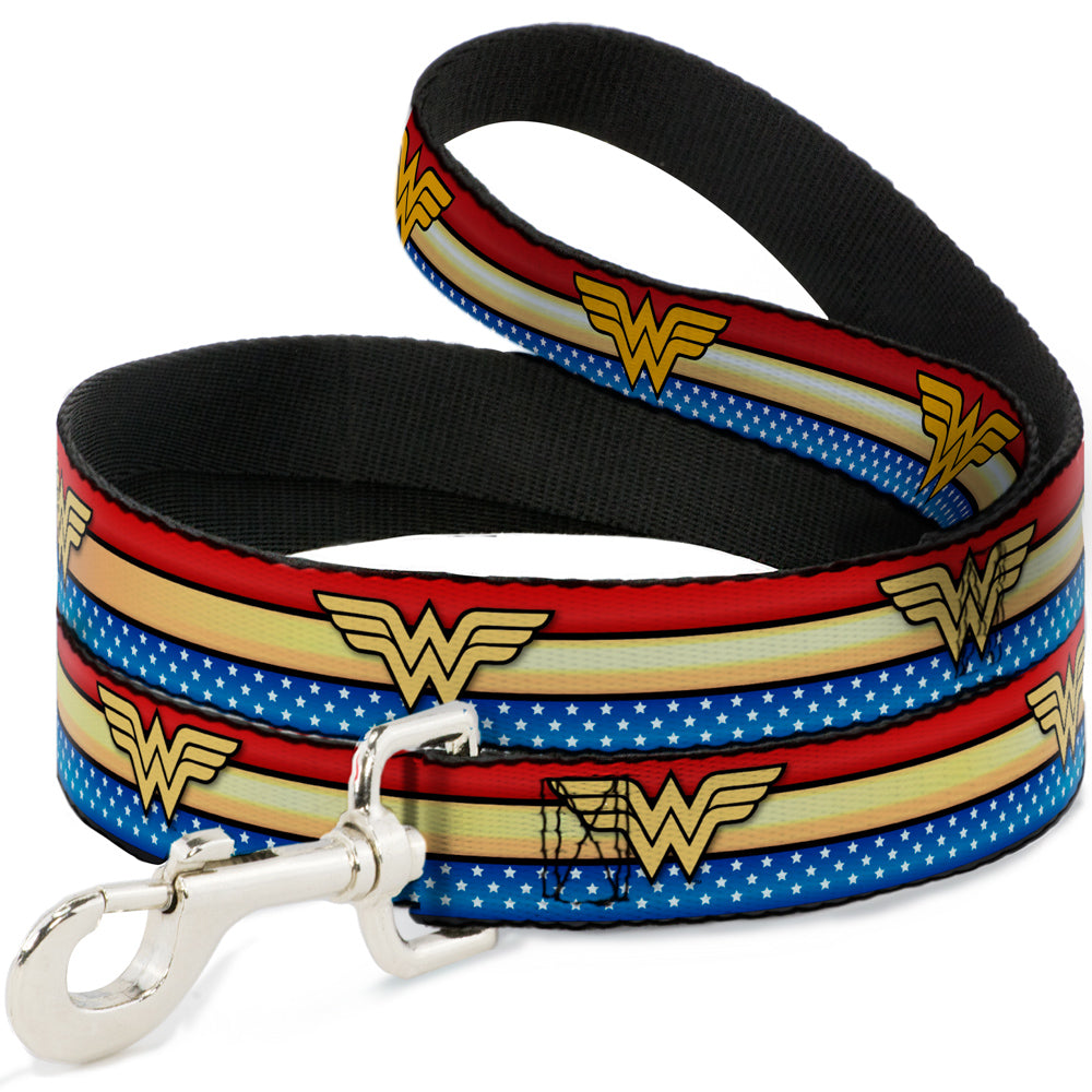 Dog Leash - Wonder Woman Logo Stripe/Stars Red/Gold/Blue/White Dog Leashes DC Comics