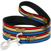 Dog Leash - Wonder Woman Logo Stripe/Stars Red/Gold/Blue/White Dog Leashes DC Comics