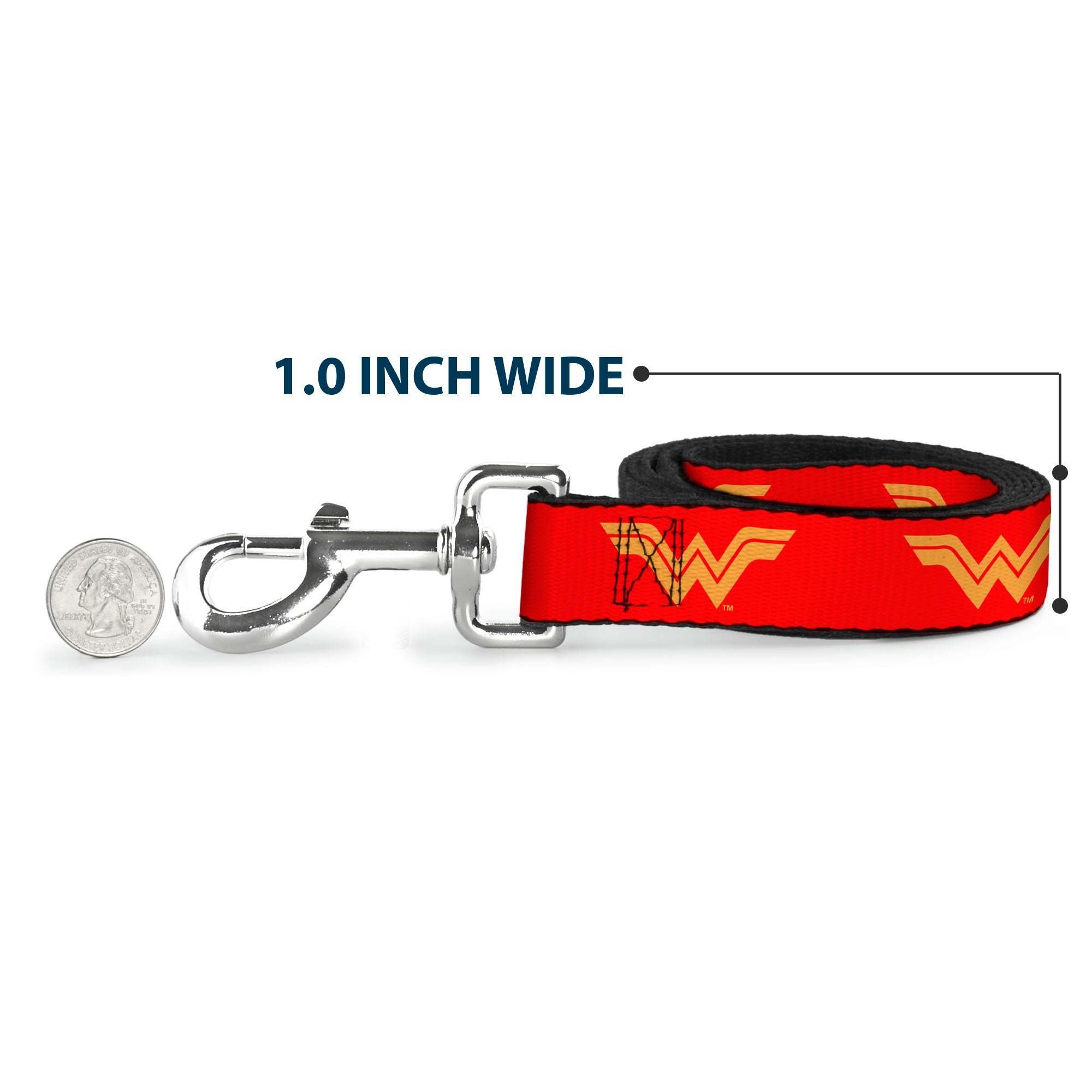 Dog Leash - DC League of Super-Pets Wonder Woman Logo Red/Yellow Dog Leashes DC Comics