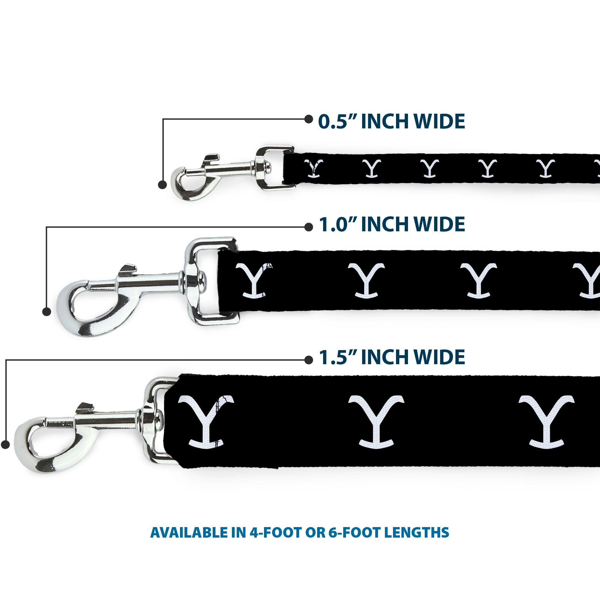 Dog Leash - Yellowstone Y Logo Black/White Dog Leashes Yellowstone