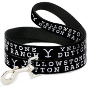 Dog Leash - YELLOWSTONE DUTTON RANCH and Logo Black/White Dog Leashes Yellowstone