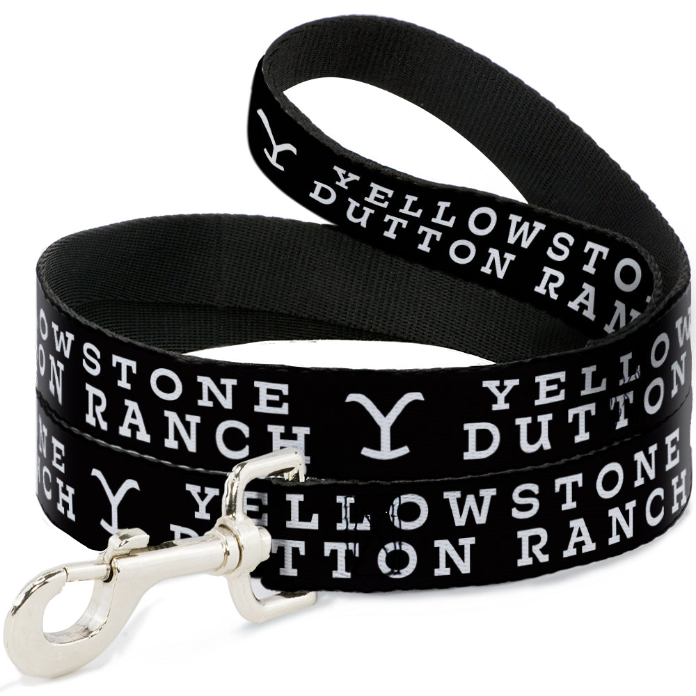 Dog Leash - YELLOWSTONE DUTTON RANCH and Logo Black/White Dog Leashes Yellowstone